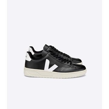 Veja V-12 LEATHER Tenisky Damske Black/White | SK 666VRW